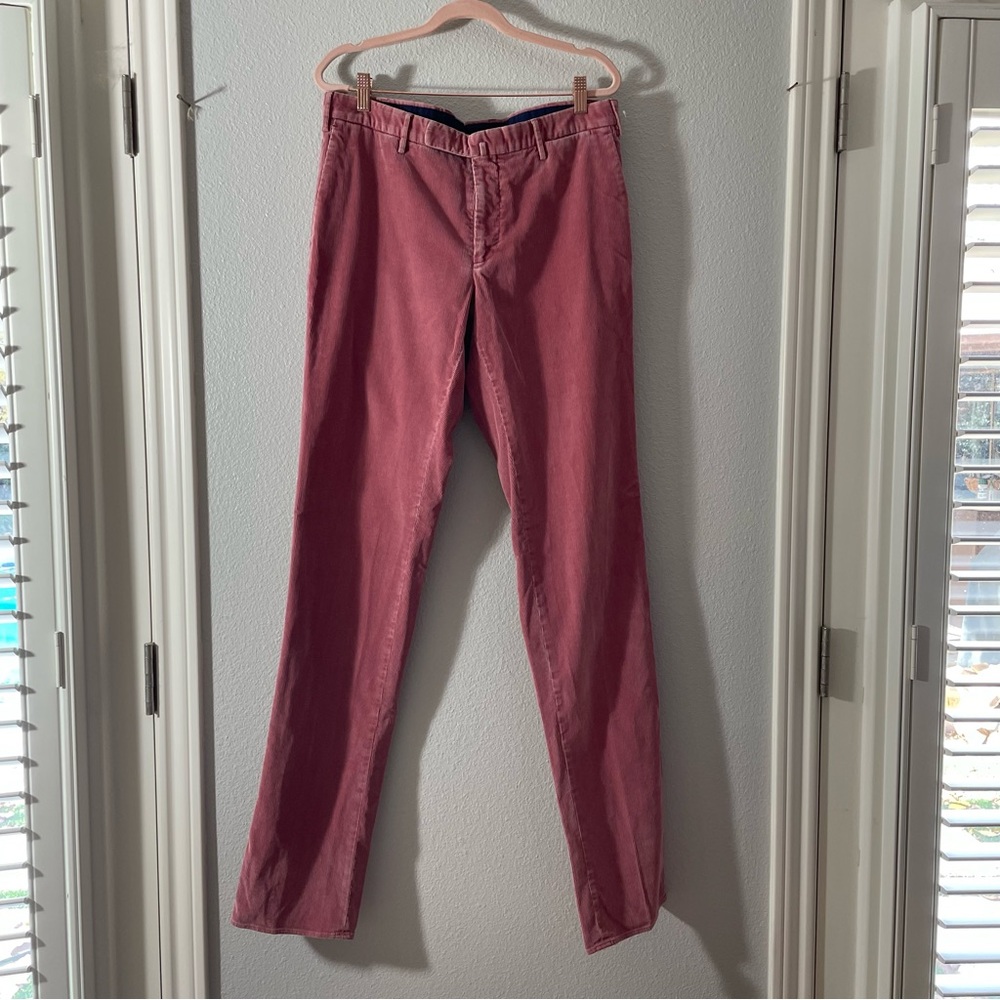 Incotex | Salmon Red High Comfort Slim Corduroy Pants 50 (34x37.5) Tall